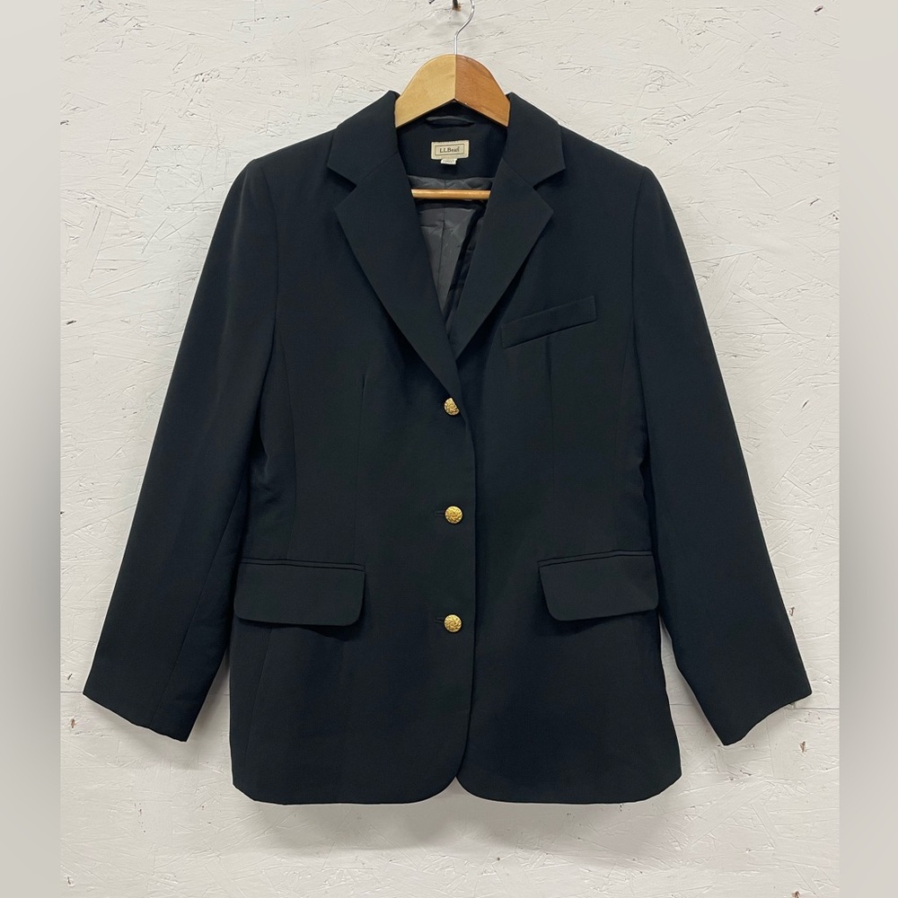 Vintage LL Bean Traveler Blazer with Gold Buttons, Size 12 Petite